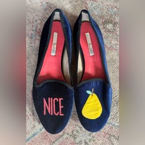 Boden blue velvet loafers